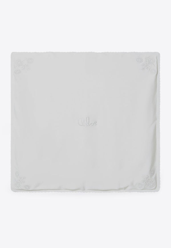 Chloé Kids Babies Logo Embroidered Blanket White C20771CO/R_CHLOE-117