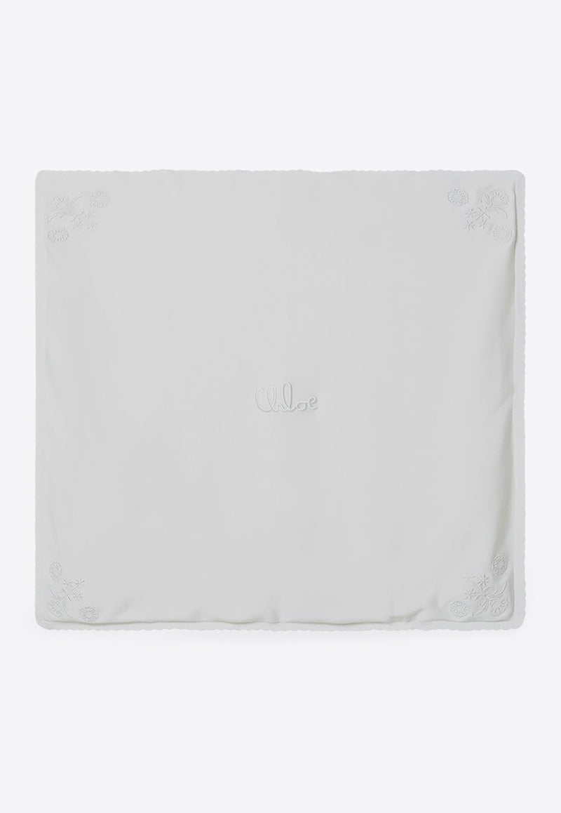 Chloé Kids Babies Logo Embroidered Blanket White C20771CO/R_CHLOE-117