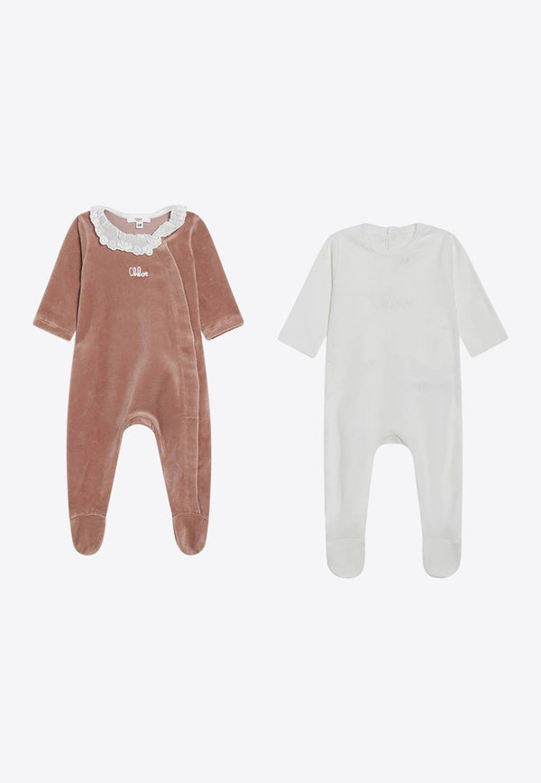 Chloé Kids Baby Girls Logo Embroidered Onesies - Set of 2 Multicolor C20775CO/R_CHLOE-N02