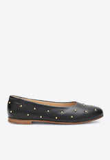 Chloé Kids Girls Studded Leather Ballet Flats Black C20794-BLE/R_CHLOE-09B