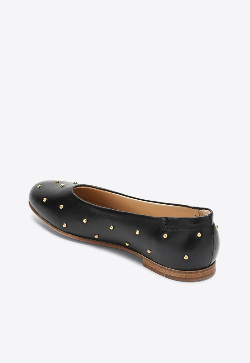 Chloé Kids Girls Studded Leather Ballet Flats Black C20794-BLE/R_CHLOE-09B