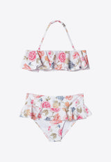 Chloé Kids Girls Floral Print Halterneck Bikini Multicolor C20864NY/S_CHLOE-S95