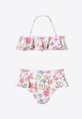Chloé Kids Girls Floral Print Halterneck Bikini Multicolor C20864NY/S_CHLOE-S95
