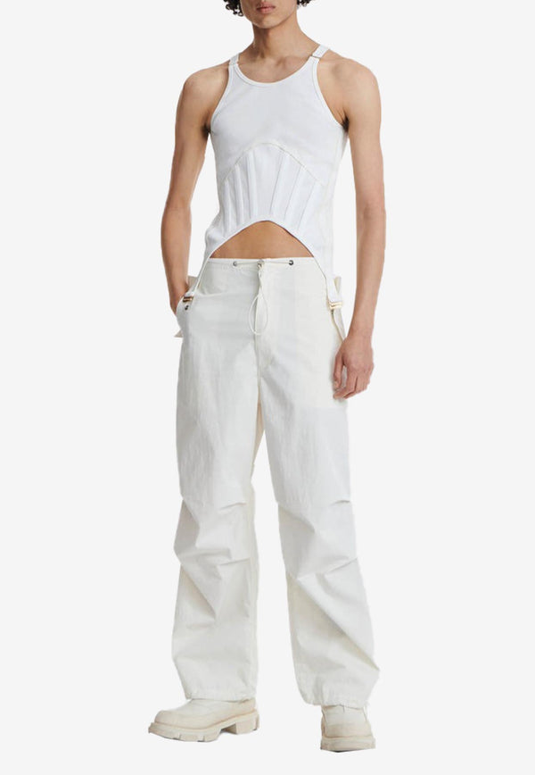 Dion Lee Toggle Parachute Straight-Leg Pants Ivory C2100R23- TRAVELIVORY