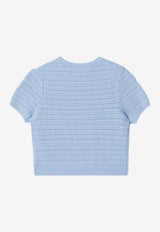 Chloé Kids Girls Openwork Knit Top Light Blue C21225CO/S_CHLOE-80J