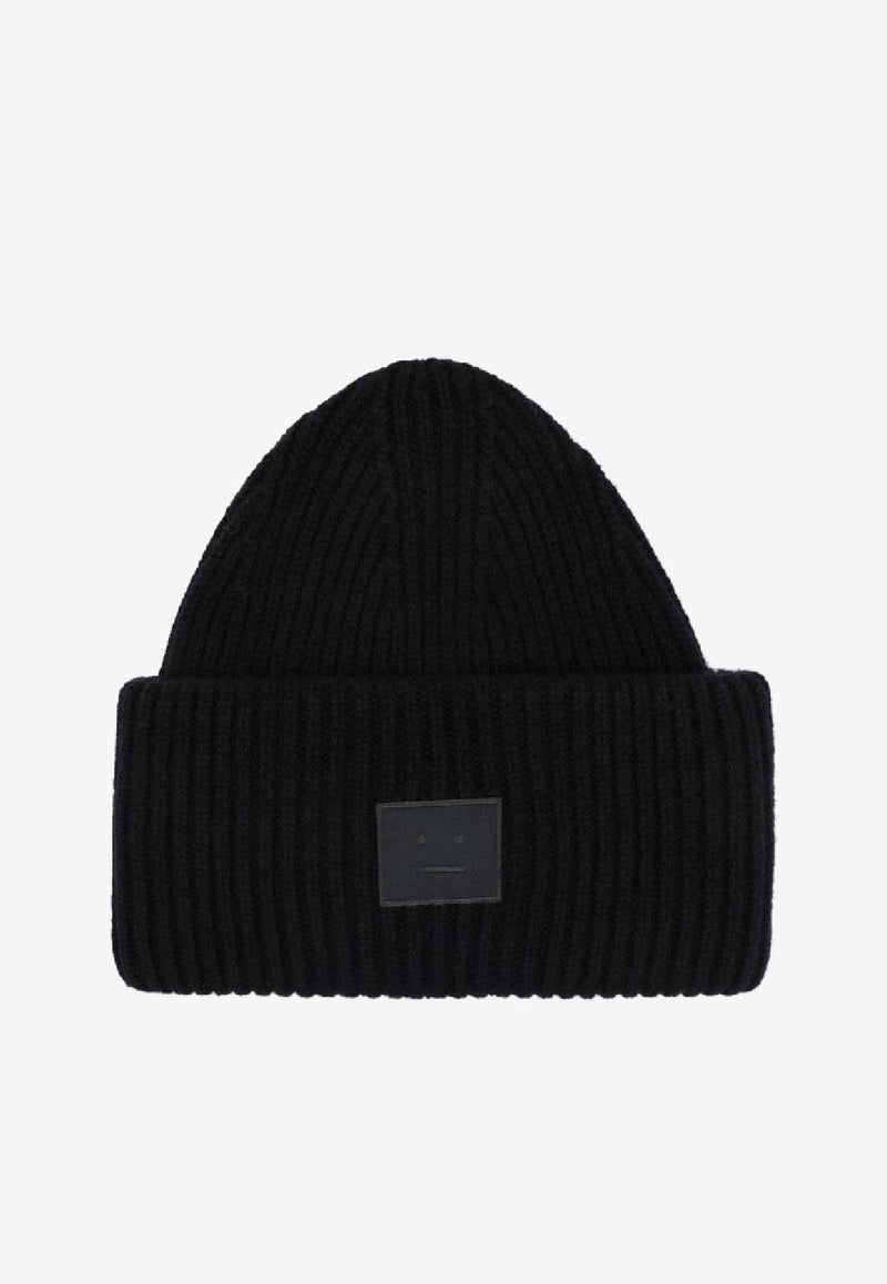 Acne Studios Large Face Patch Wool Beanie Black C40424DWO/R_ACNE-900