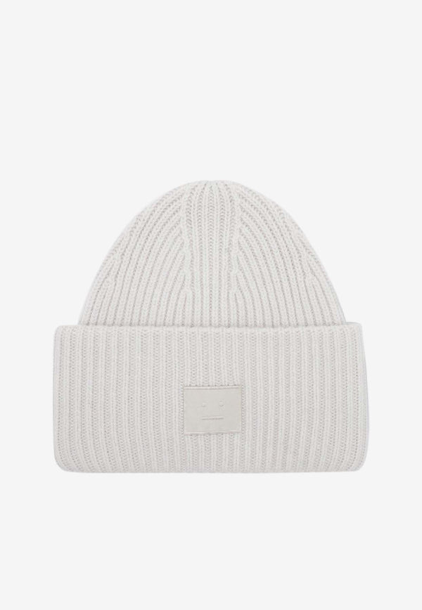 Acne Studios Large Face Patch Wool Beanie Gray C40424DWO/R_ACNE-AAB