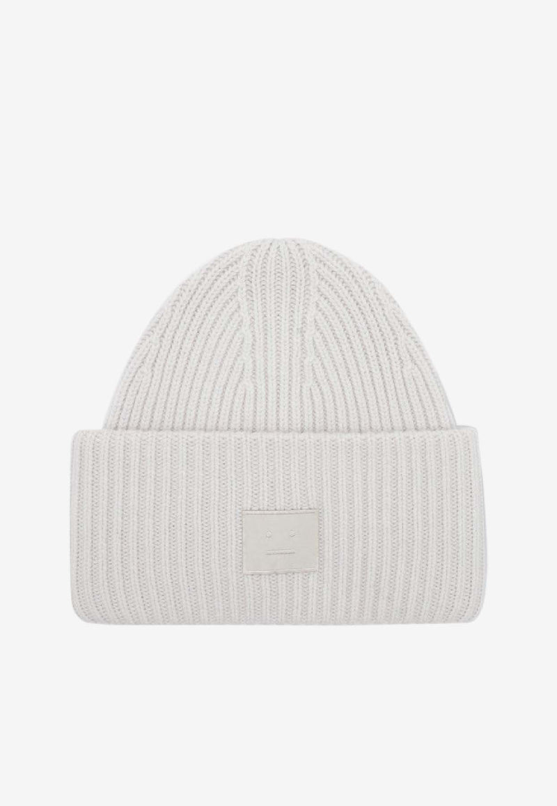 Acne Studios Large Face Patch Wool Beanie Gray C40424DWO/R_ACNE-AAB
