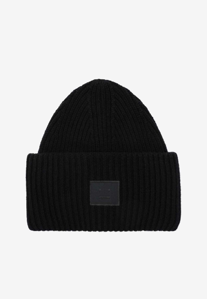 Acne Studios Large Face Patch Wool Beanie Black C40424WO/R_ACNE-900
