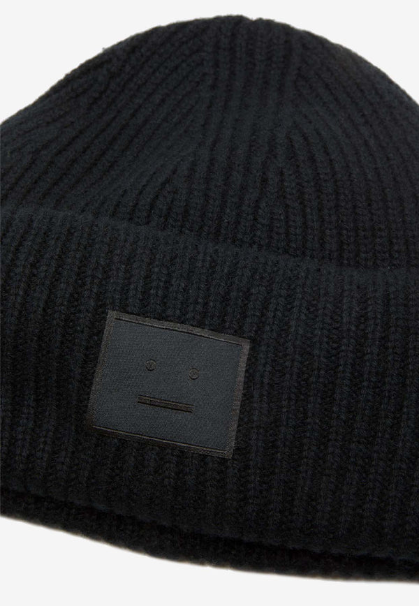 Acne Studios Large Face Patch Wool Beanie Black C40424WO/R_ACNE-900