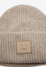 Acne Studios Face Patch Wool Beanie Gray C40425WO/R_ACNE-DRN