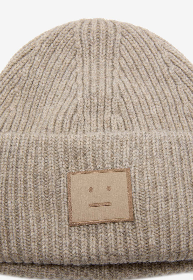 Acne Studios Face Patch Wool Beanie Gray C40425WO/R_ACNE-DRN