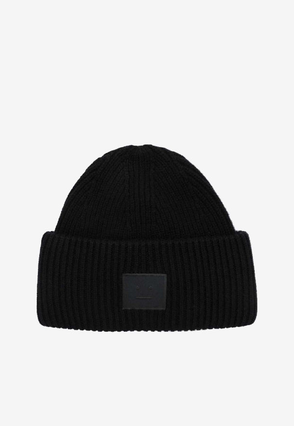 Acne Studios Large Face Patch Wool Beanie Black C40425DWO/R_ACNE-900