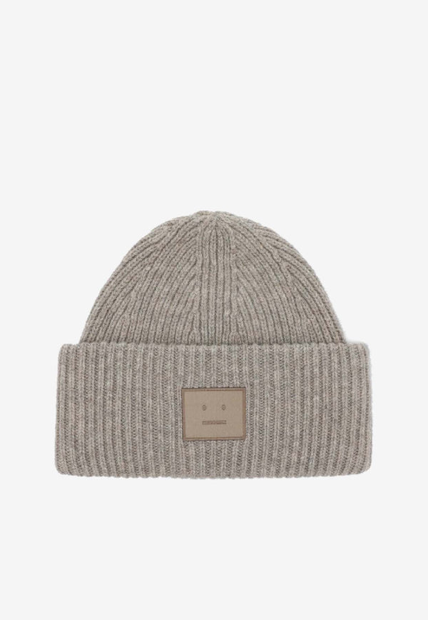 Acne Studios Face Patch Wool Beanie Gray C40425WO/R_ACNE-DRN