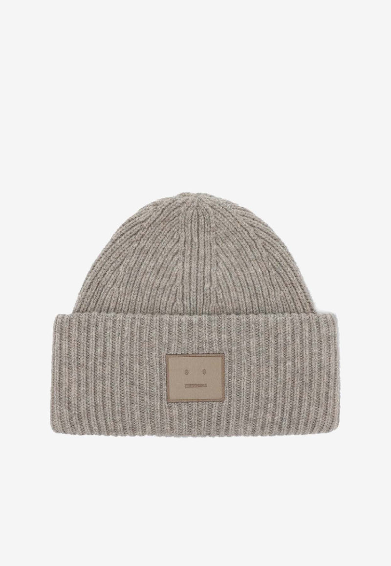 Acne Studios Face Patch Wool Beanie Gray C40425WO/R_ACNE-DRN