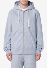 Champion Logo Patch Zip-Up Hooded Sweatshirt Gray C5A102CO/P_CHAMP-X2UC