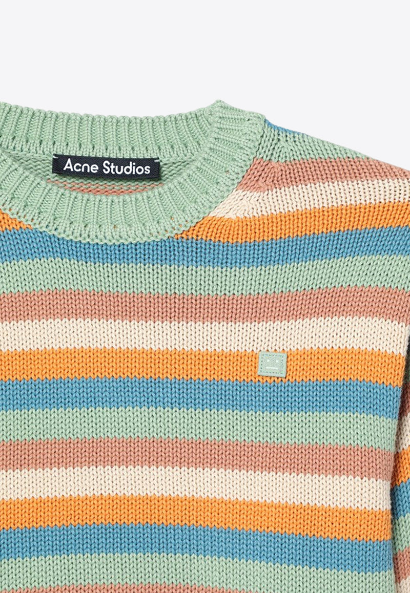 Acne Studios Kids Boys Face Patch Striped Sweater Multicolor C60094WO/P_ACNE-DQ8