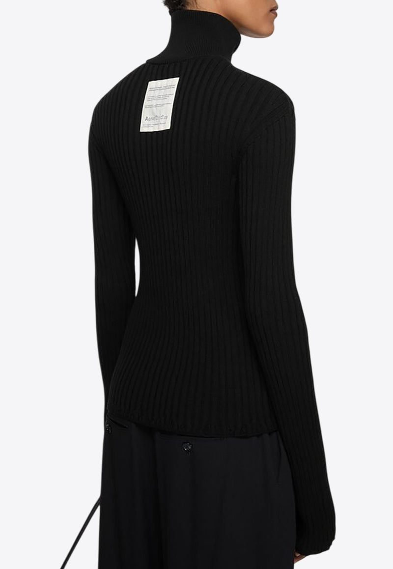 Acne Studios Zip-Up Ribbed Cardigan Black C60097CO/Q_ACNE-900