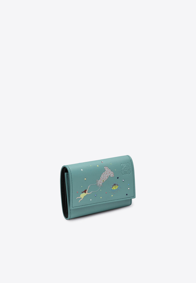 Loewe Small Graphic Squid Leather Wallet Blue C643S33X25LE/Q_LOEW-4412