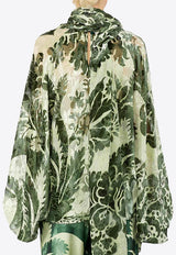 F.R.S Polimnia Silk-Blend Floral Blouse Green CA001020 TE00858_GREEN