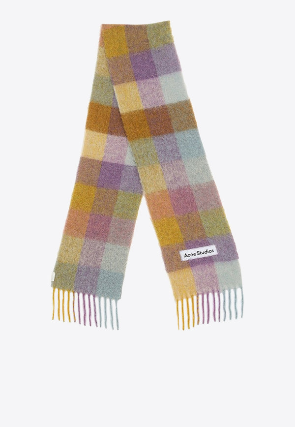 Acne Studios Mohair Check Fringed Scarf CA0084WO/N_ACNE-DIC
