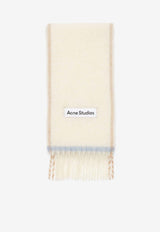 Acne Studios Logo Patched Fringed Scarf White CA0290_000_100