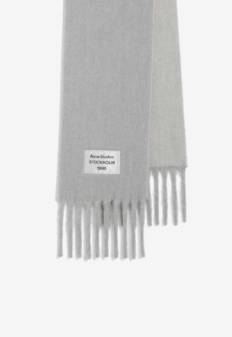Acne Studios Logo Patch Wool-Blend Scarf Gray CA0343DWO/R_ACNE-AO6