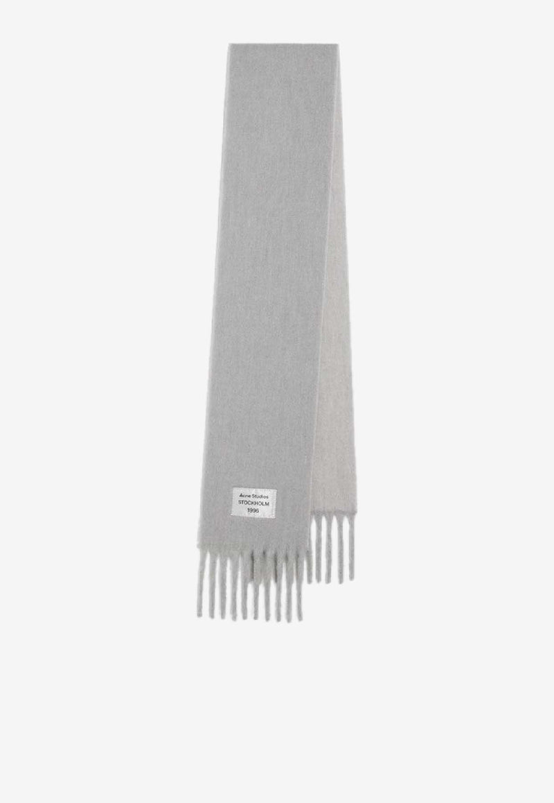 Acne Studios Logo Patch Wool-Blend Scarf Gray CA0343DWO/R_ACNE-AO6