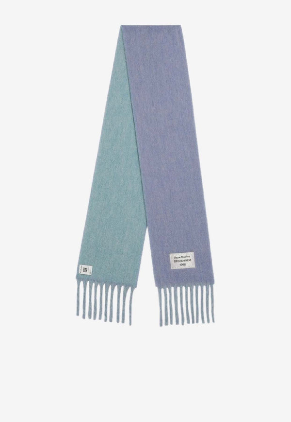 Acne Studios Two-Tone Wool-Blend Scarf Blue CA0343WO/R_ACNE-DMJ