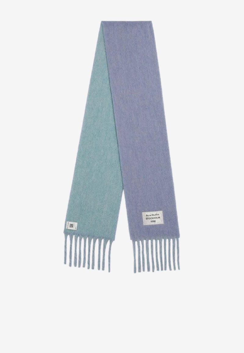 Acne Studios Two-Tone Wool-Blend Scarf Blue CA0343WO/R_ACNE-DMJ
