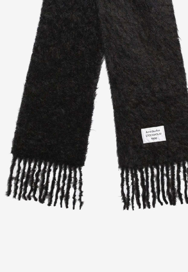 Acne Studios Logo Patch Mohair-Blend Scarf Black CA0392WO/R_ACNE-975