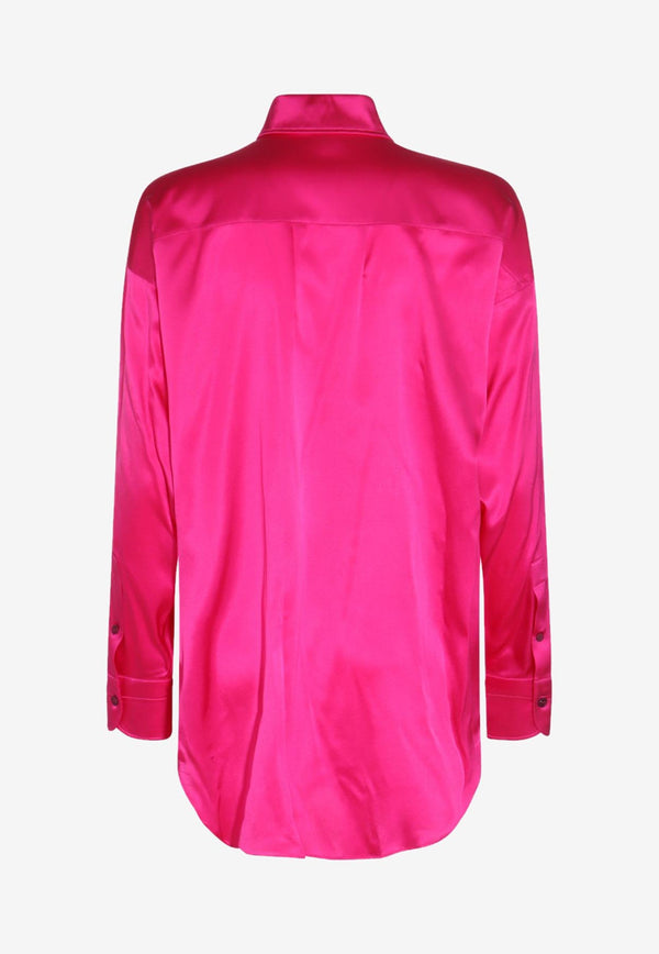 Tom Ford Long-Sleeved Silk Satin Shirt CA3211-FAX881 DP750 Pink