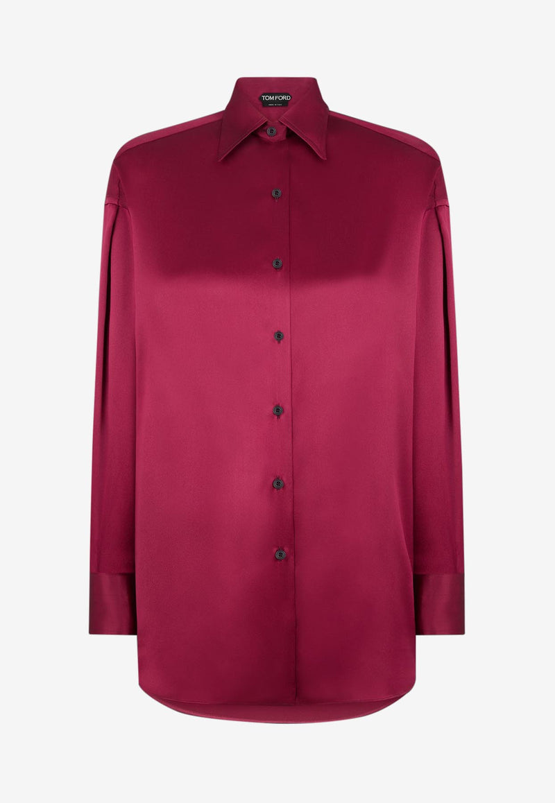 Tom Ford Silk Satin Long-Sleeved Shirt Plum CA3211-FAX881 GV481