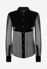 Tom Ford Georgette Shirt with Velvet Insert CA3246-FAX1028 LB999 Black