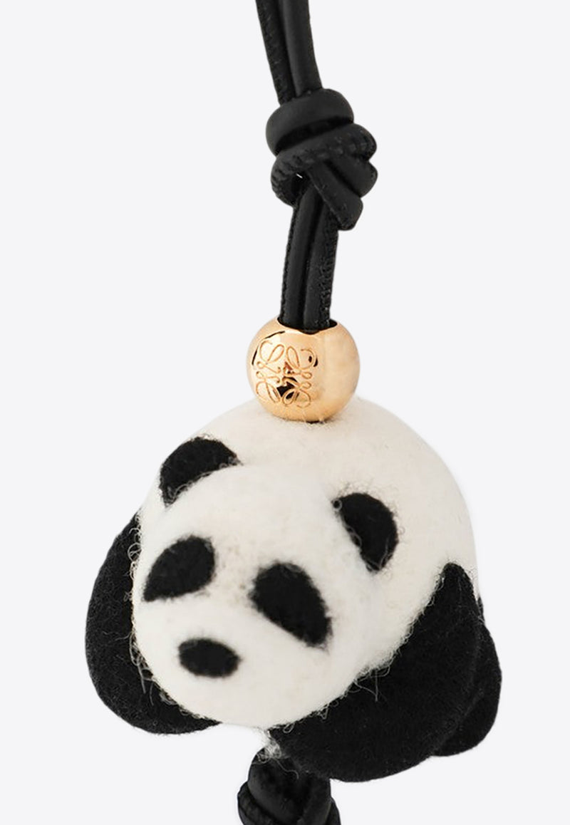Loewe Panda Felt and Leather Pendant Keychain Black CA36232X29WO/R_LOEW-1102