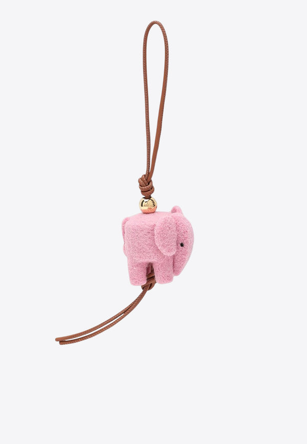 Loewe Elephant Felt and Leather Pendant Keychain Pink CA36232X32WO/R_LOEW-3900