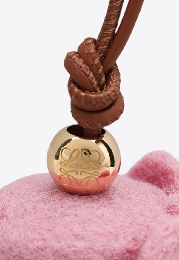 Loewe Elephant Felt and Leather Pendant Keychain Pink CA36232X32WO/R_LOEW-3900