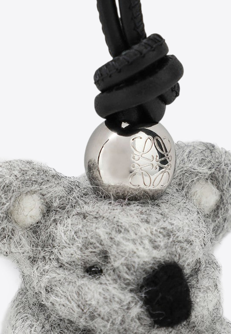 Loewe Koala Felt and Leather Pendant Keychain Brown CA36232X33WO/R_LOEW-1157