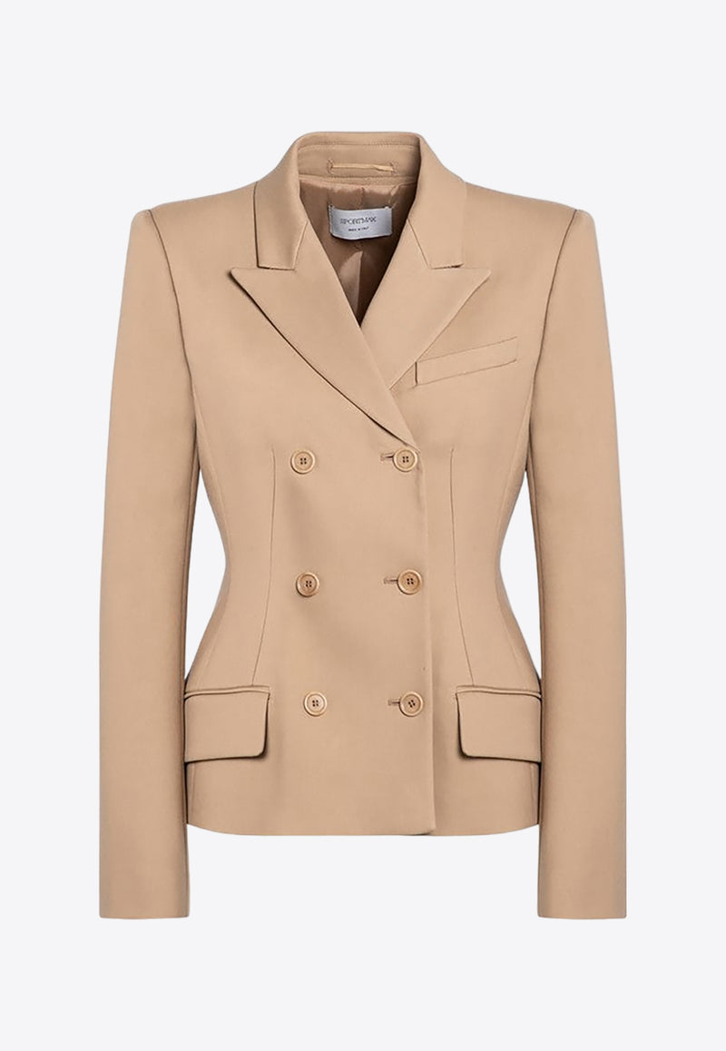 Sportmax Cablo Double-Breasted Blazer Beige CABLOWO/P_SPORM-006