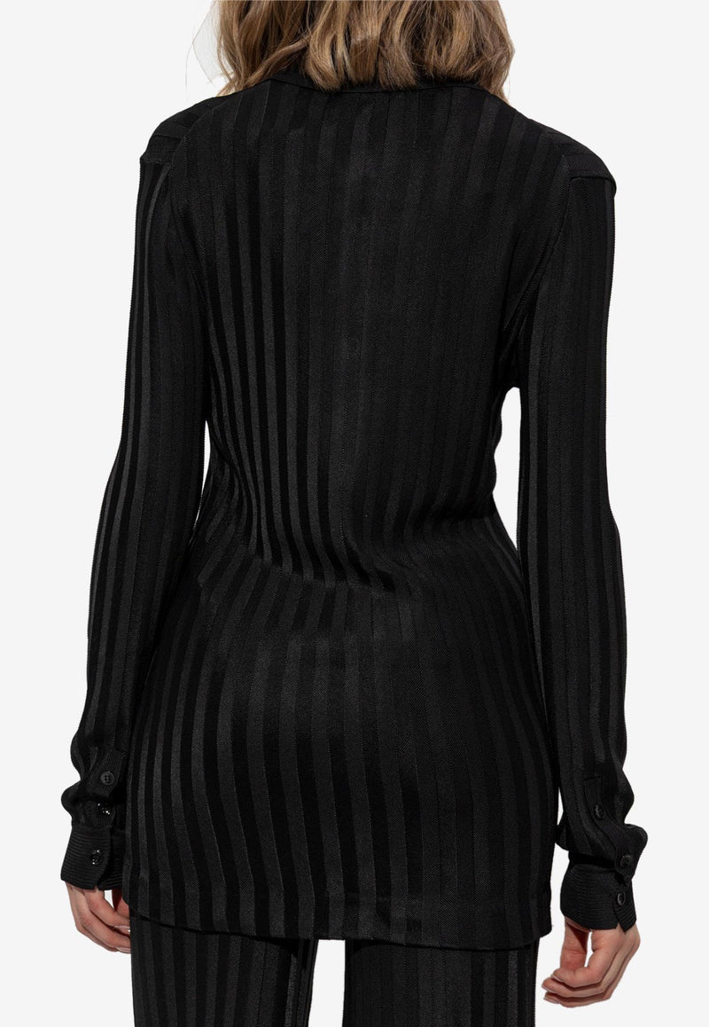 Tom Ford Striped Long-Sleeved Shirt CAK377-YAX880 LB999 Black