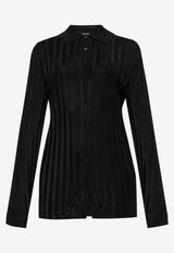Tom Ford Striped Long-Sleeved Shirt CAK377-YAX880 LB999 Black