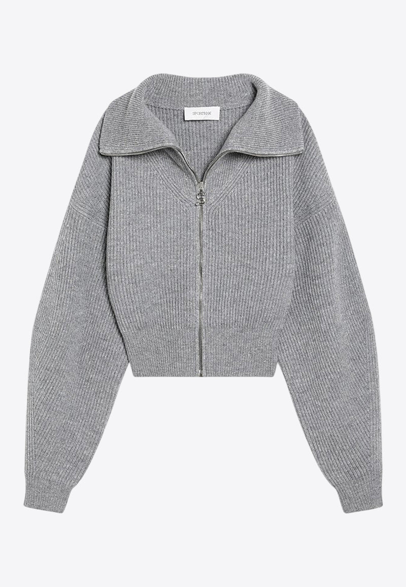 Sportmax Calipso Zip-Up Knitted Cardigan Gray CALIPSOWO/R_SPORM-004