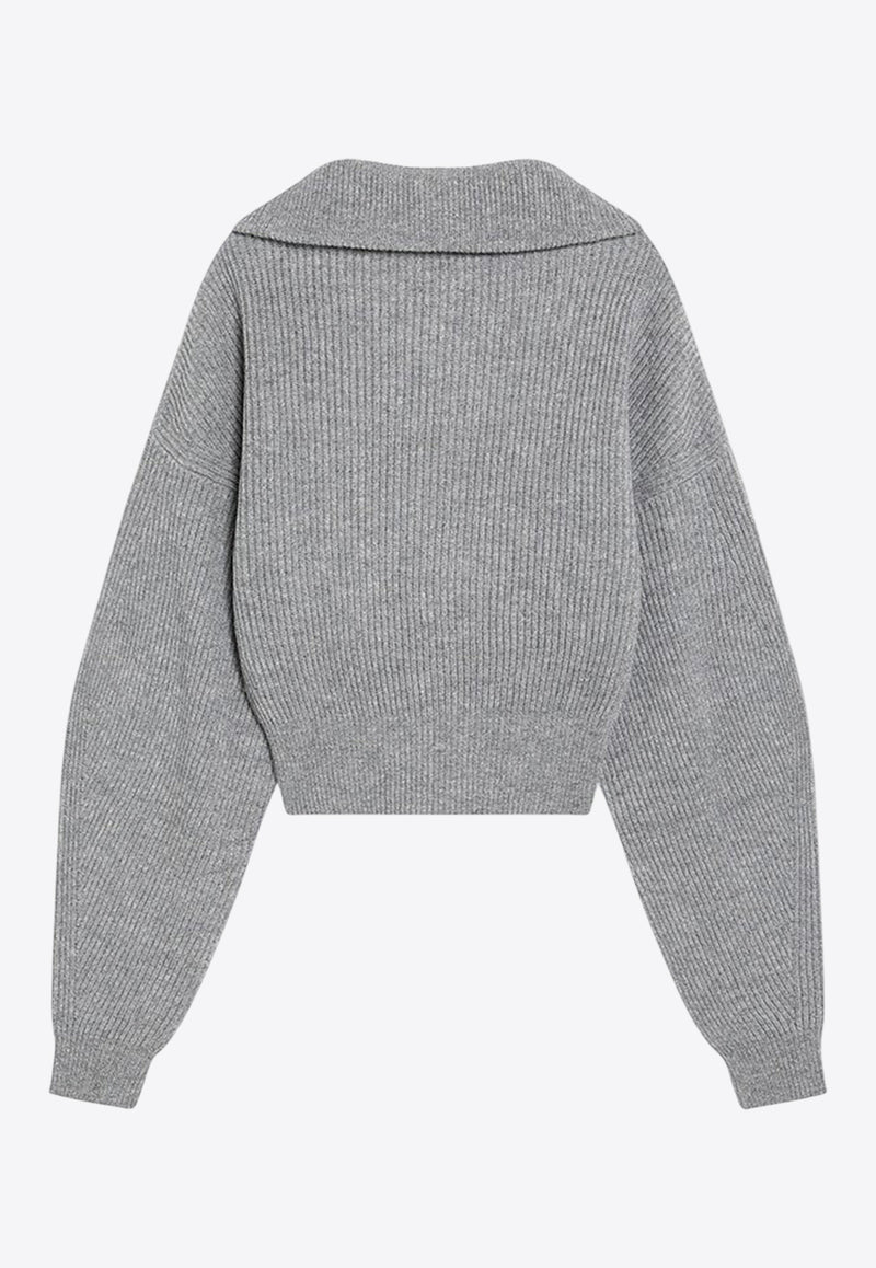 Sportmax Calipso Zip-Up Knitted Cardigan Gray CALIPSOWO/R_SPORM-004