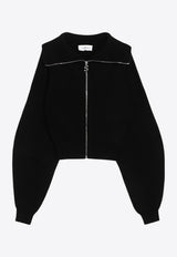 Sportmax Calipso Zip-Up Cardigan in Wool and Cashmere Black CALIPSOWO/R_SPORM-005