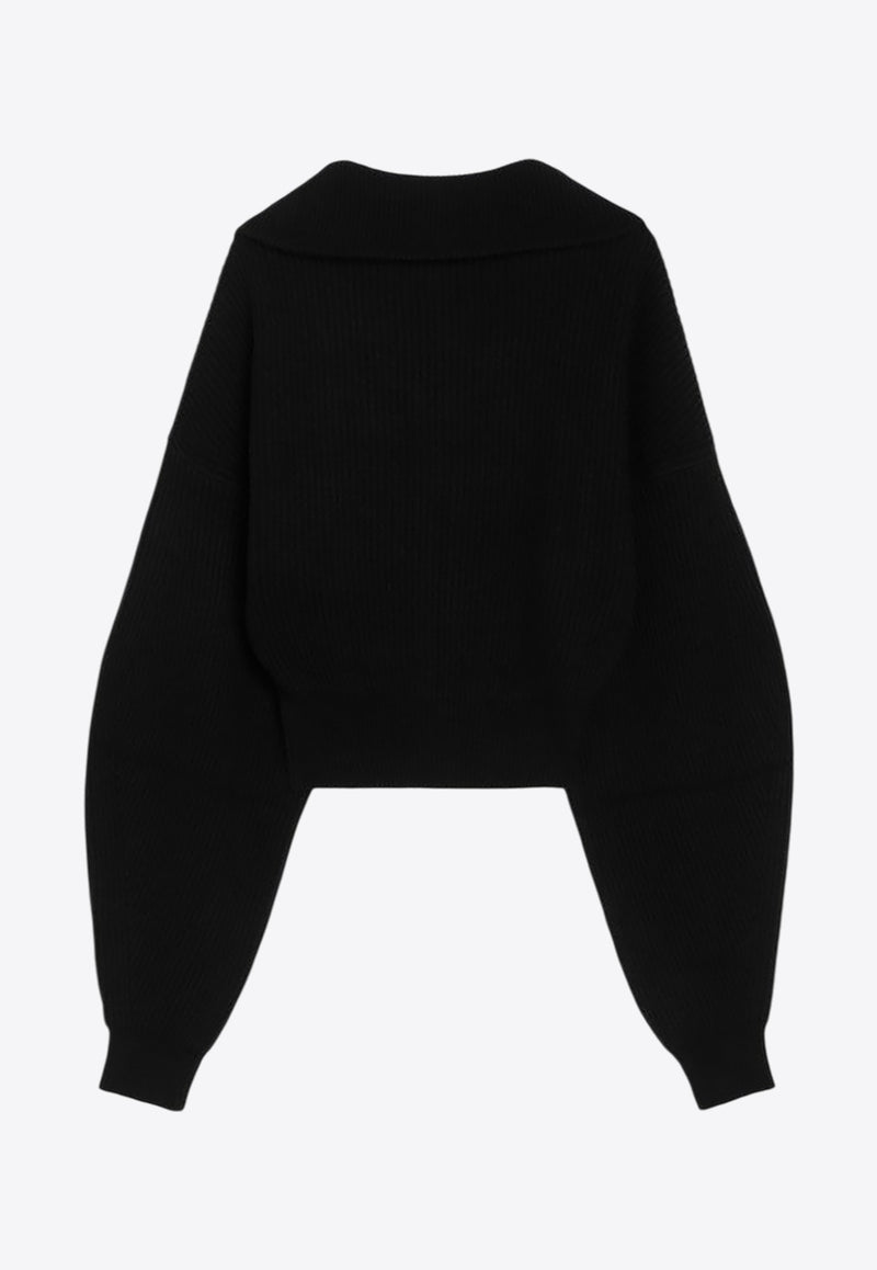 Sportmax Calipso Zip-Up Cardigan in Wool and Cashmere Black CALIPSOWO/R_SPORM-005