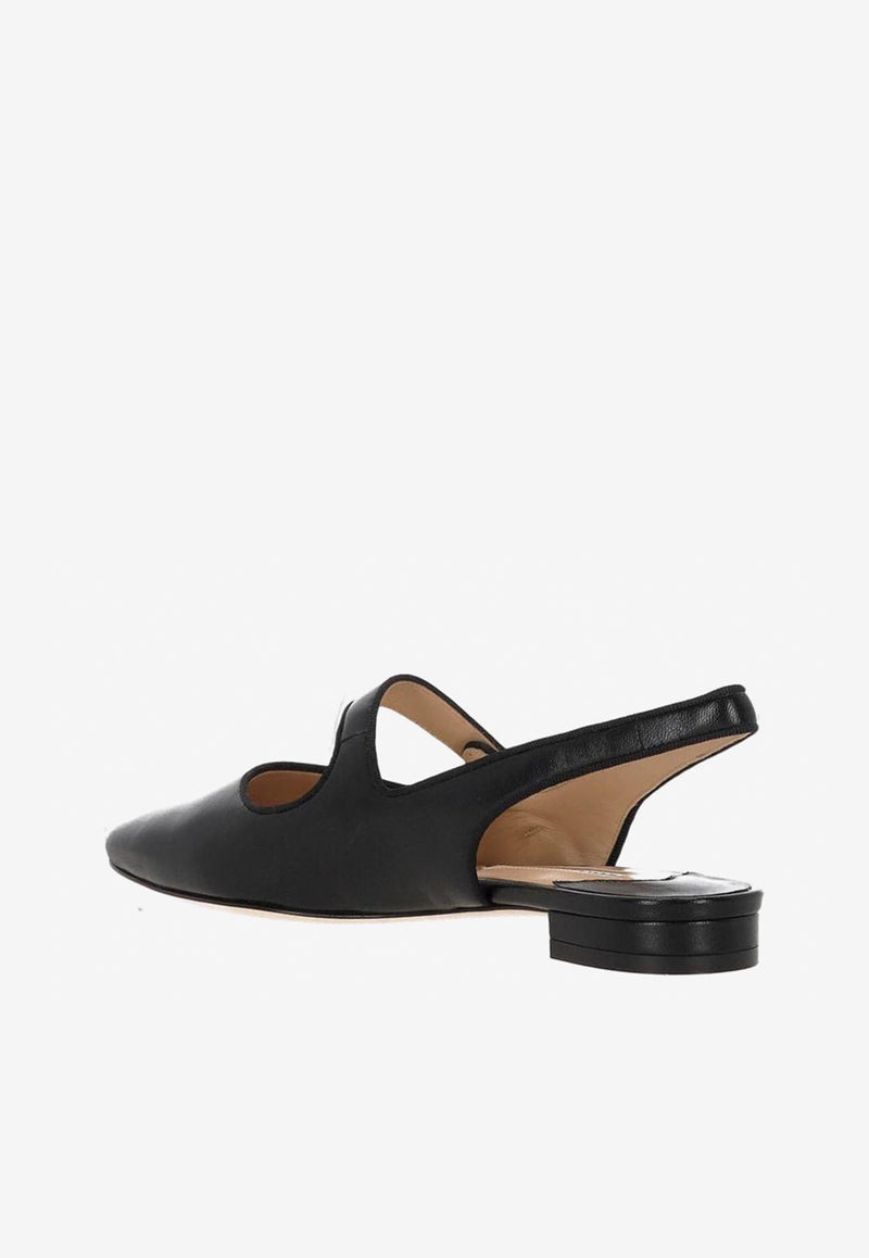 Manolo Blahnik Campariflatsli Leather Ballet Flats CAMPARIFLATSLI 10 BLACK 0015 1990-0002 Black