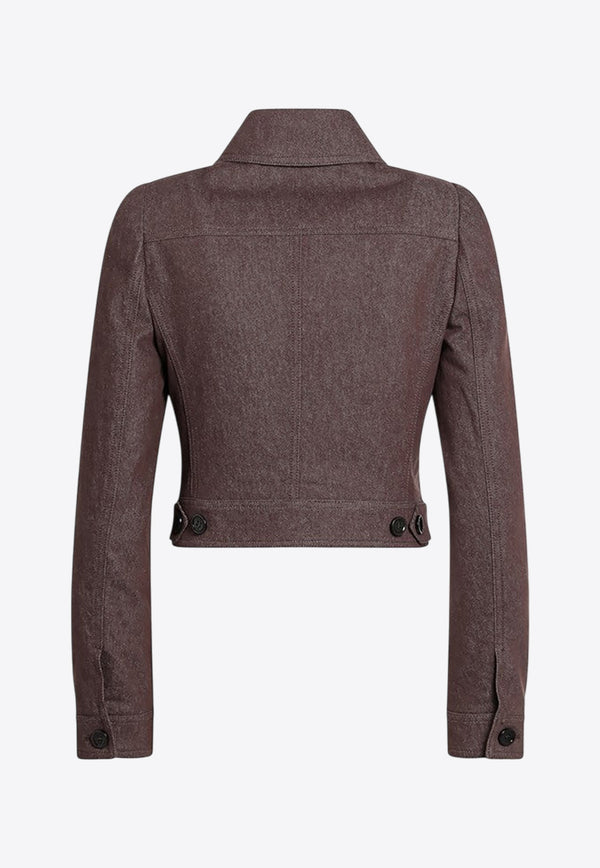 Max Mara Carpa Cropped Denim-Effect Jacket Brown CARPACO/Q_MAXM-002