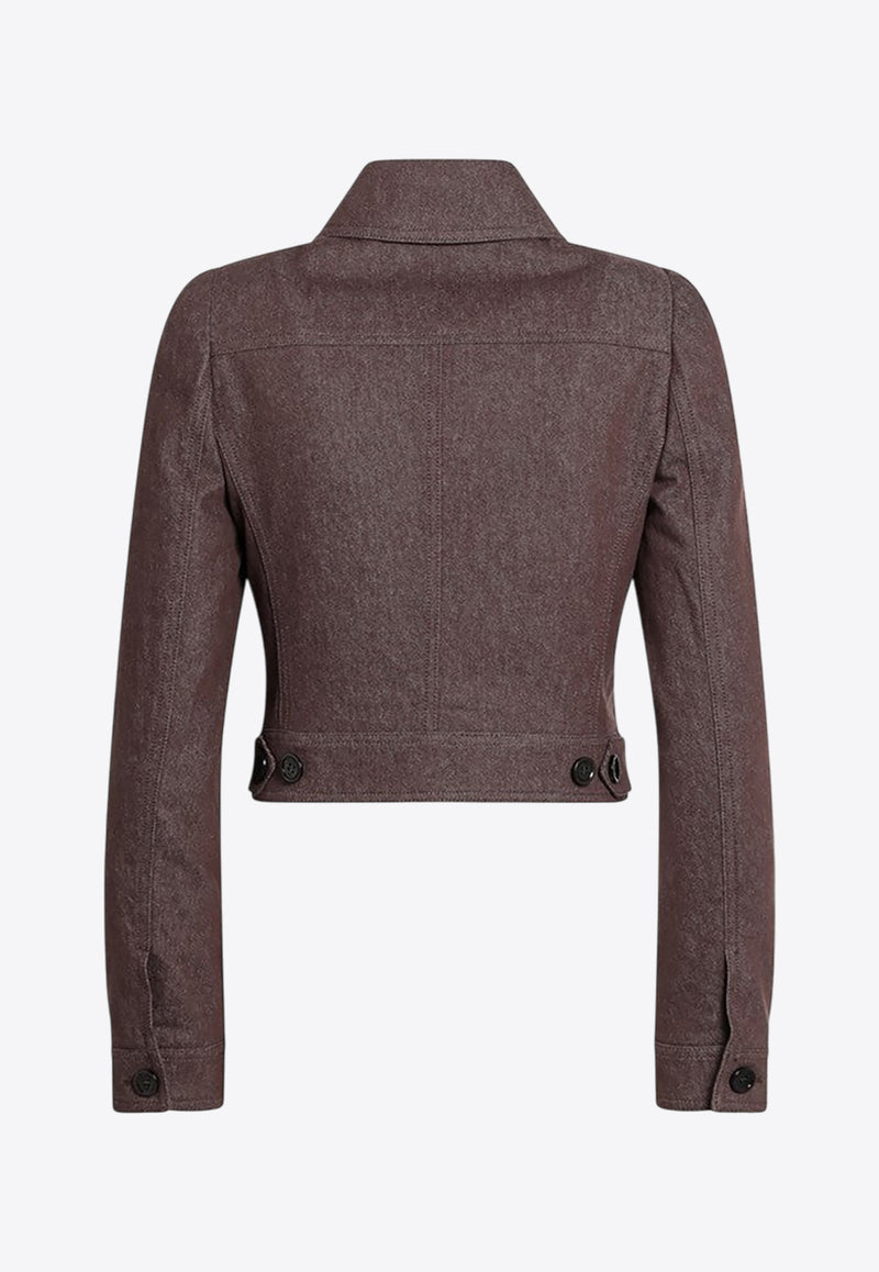 Max Mara Carpa Cropped Denim-Effect Jacket Brown CARPACO/Q_MAXM-002