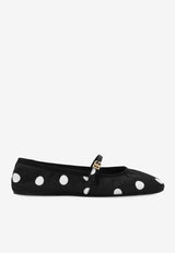 Dolce & Gabbana Odette Satin Polka Dot Print Ballet Flats CB0222 AV885 HNXVW Black