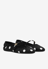 Dolce & Gabbana Odette Satin Polka Dot Print Ballet Flats CB0222 AV885 HNXVW Black